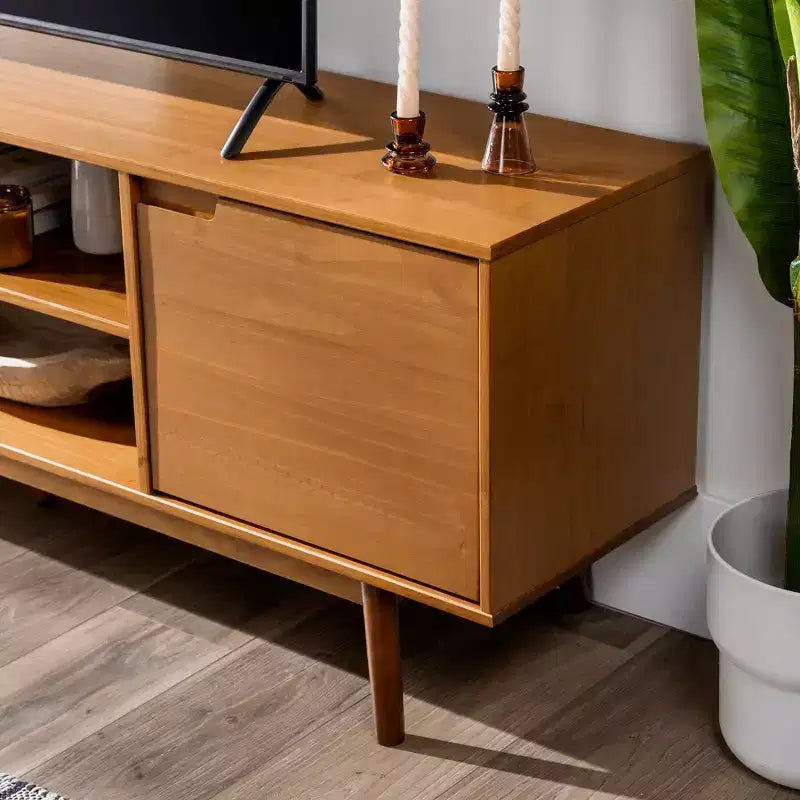 Solid Wood Mid-Century Modern TV Stand for TVs up to 80