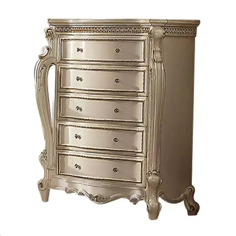 46" Picardy Chest Antique Pearl - Acme Furniture: European Style, 5 Drawers, No Assembly Required