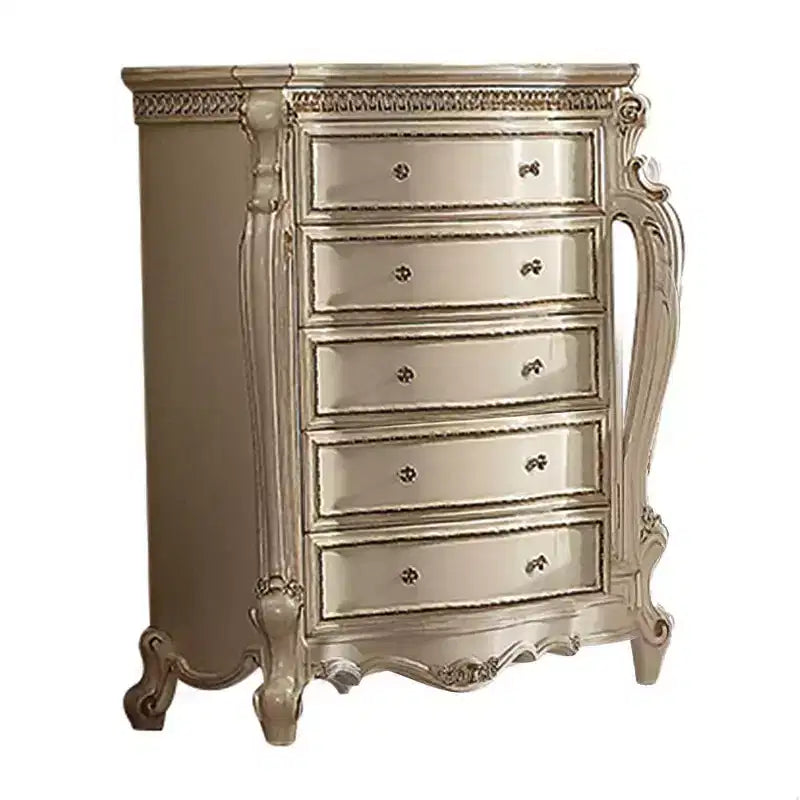 46" Picardy Chest Antique Pearl - Acme Furniture: European Style, 5 Drawers, No Assembly Required