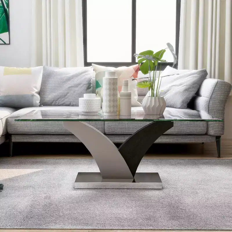 Niessa Contemporary Coffee Table White/Dark Gray/Chrome - HOMES: Inside + Out