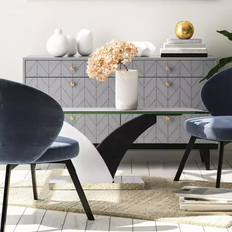 Niessa Contemporary Coffee Table White/Dark Gray/Chrome - HOMES: Inside + Out