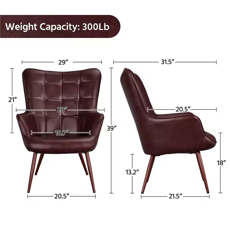 Yaheetech Leather Wingback Accent Chair Armchair for Living Room
