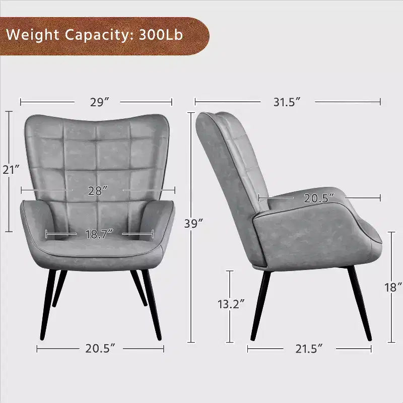 Yaheetech Leather Wingback Accent Chair Armchair for Living Room