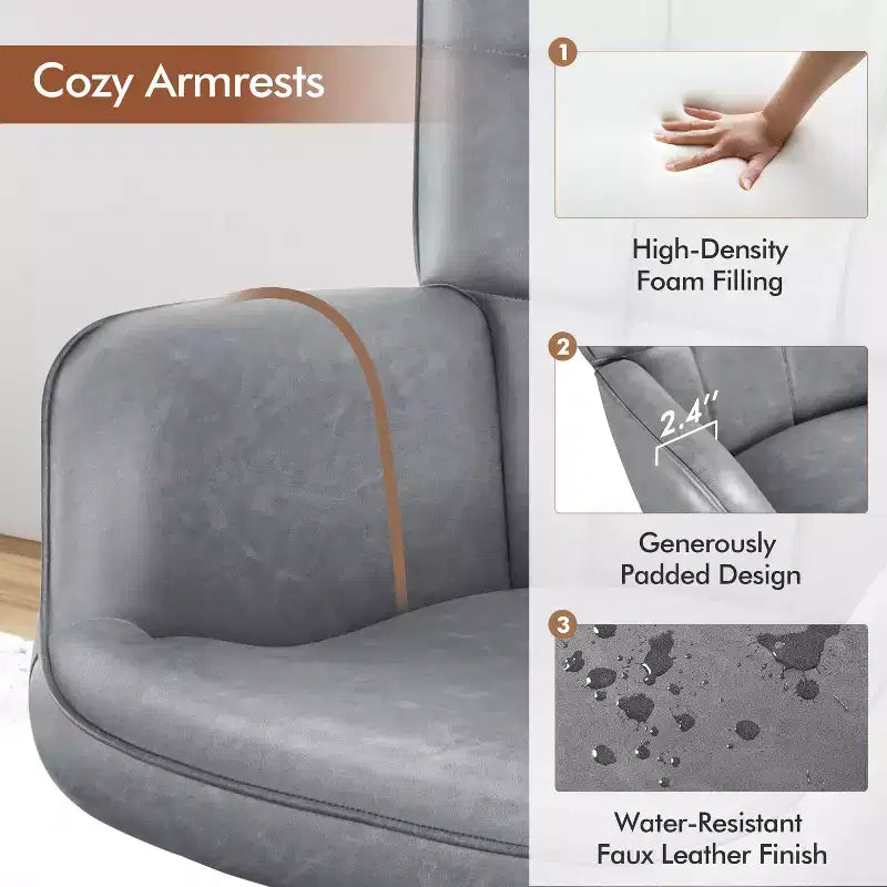 Yaheetech Leather Wingback Accent Chair Armchair for Living Room