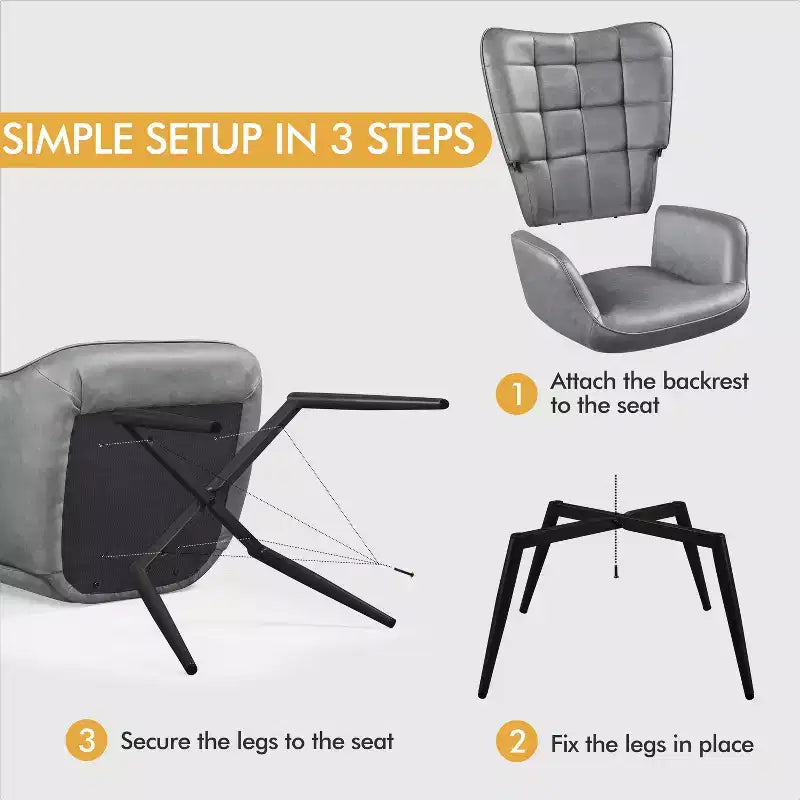 Yaheetech Leather Wingback Accent Chair Armchair for Living Room