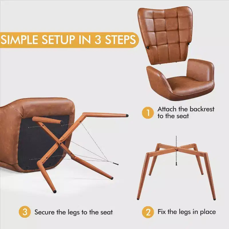 Yaheetech Leather Wingback Accent Chair Armchair for Living Room