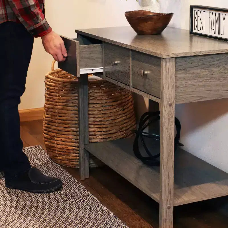 Sunnydaze MDF Indoor Entryway Console Table with 3 Drawers - 30 H - Thunder Gray