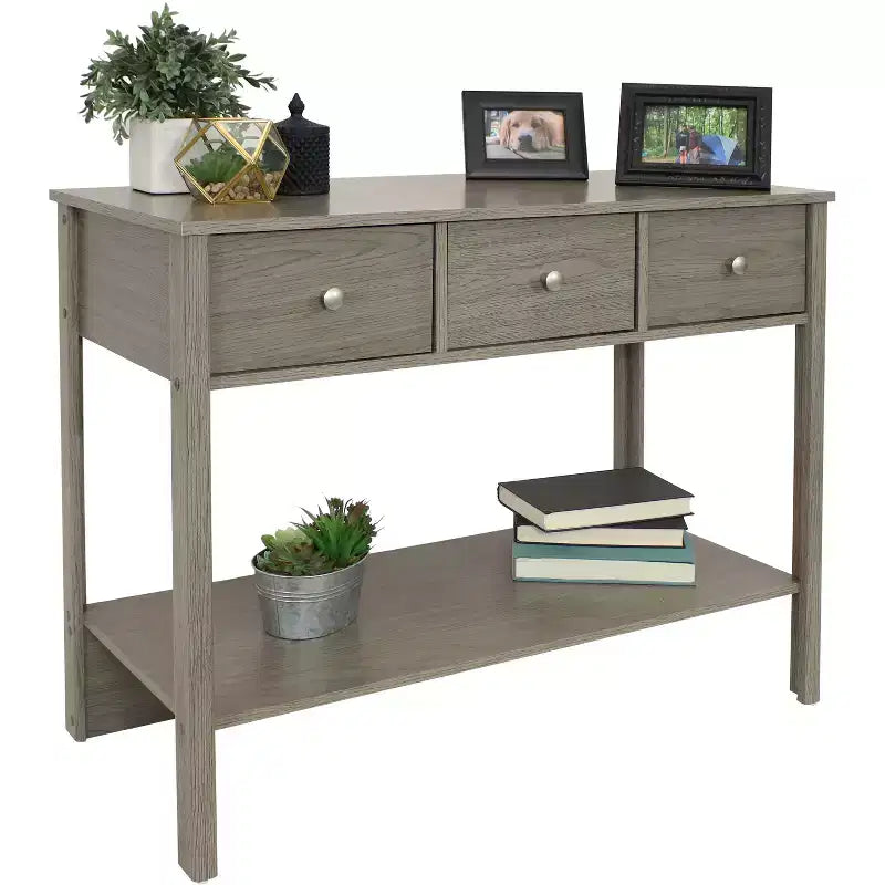 Sunnydaze MDF Indoor Entryway Console Table with 3 Drawers - 30 H - Thunder Gray