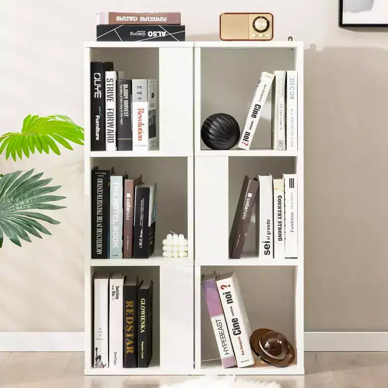 Costway 2 PCS 3-tier Wood Bookshelf Display Storage Rack for Small Spaces White/Rustic Brown