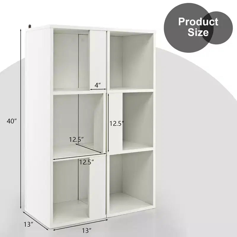 Costway 2 PCS 3-tier Wood Bookshelf Display Storage Rack for Small Spaces White/Rustic Brown