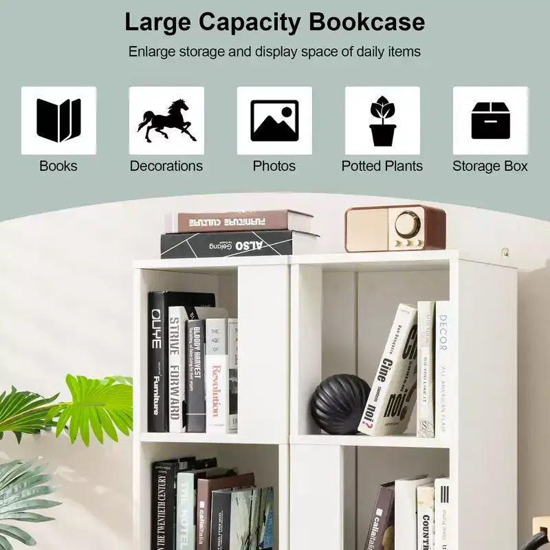 Costway 2 PCS 3-tier Wood Bookshelf Display Storage Rack for Small Spaces White/Rustic Brown