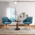 Costway Set of 2 Swivel Accent Chair Modern Leathaire Armchairs w/ Beech Wood Legs Grey\Blue\Brown