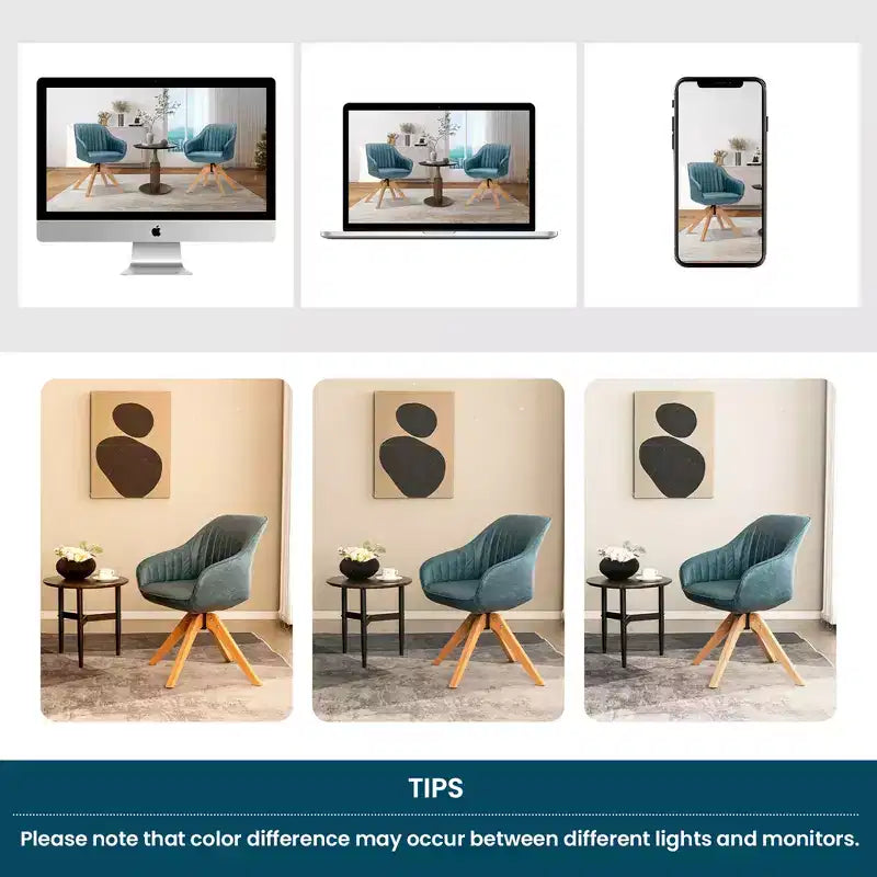 Costway Set of 2 Swivel Accent Chair Modern Leathaire Armchairs w/ Beech Wood Legs Grey\Blue\Brown