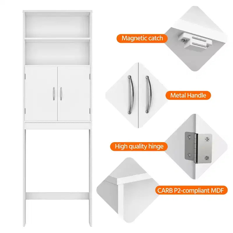Yaheetech Free Standing Over the Toilet Storage with Doors and Open Shelves