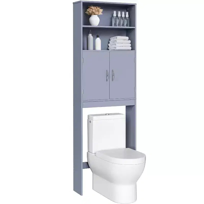 Yaheetech Free Standing Over the Toilet Storage with Doors and Open Shelves