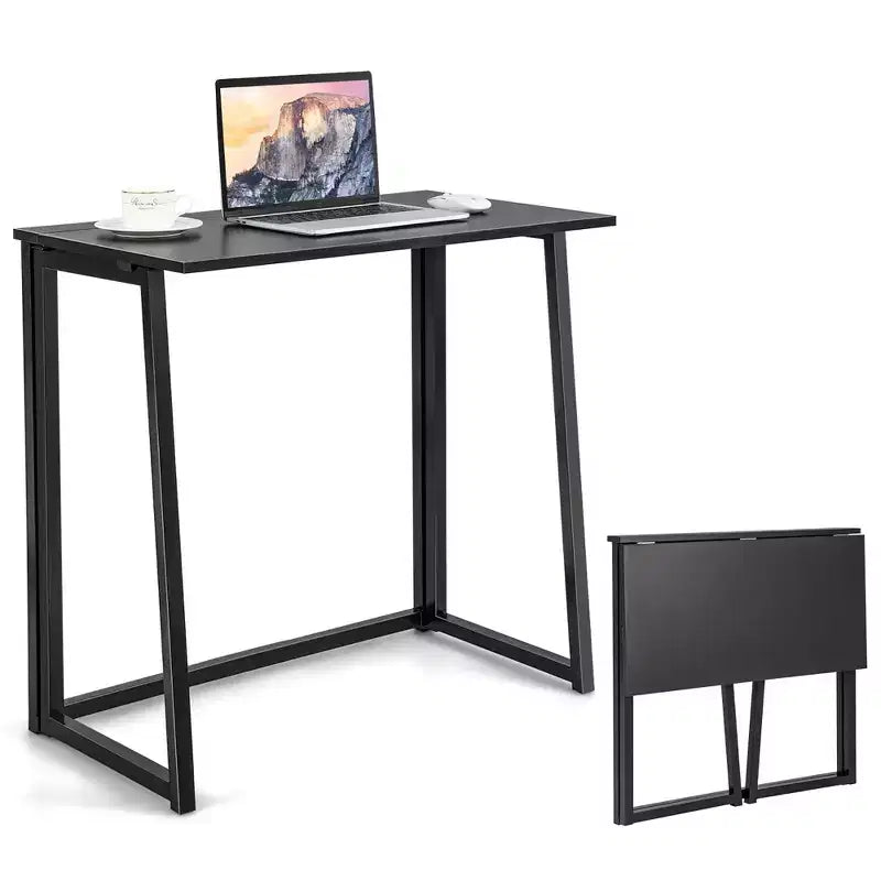 Costway Folding Computer Desk No Assembly Study Writing Table for Small Spaces Walnut/Black/Brown/White/Natural