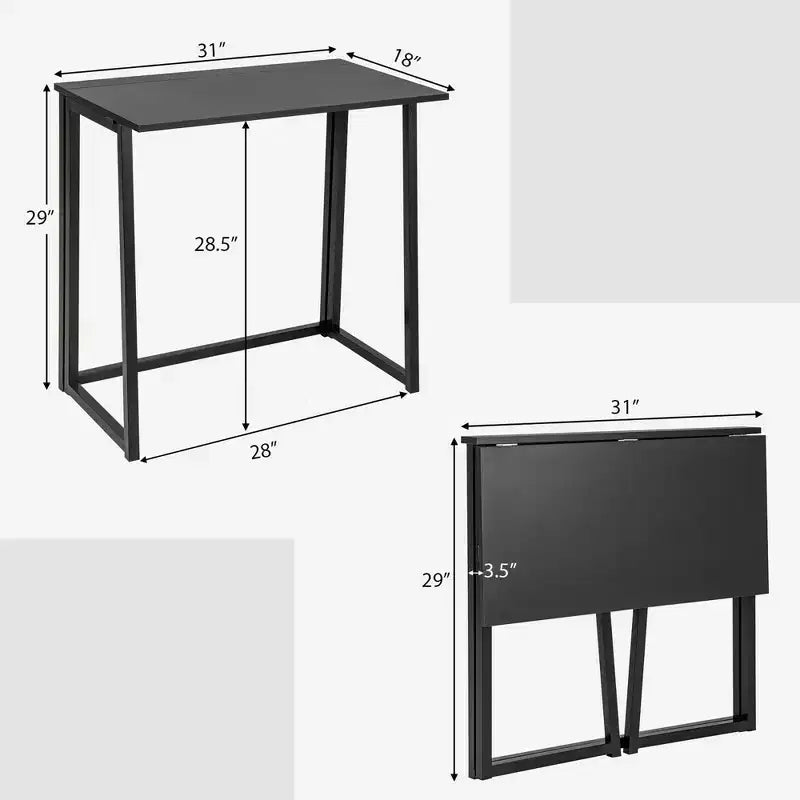 Costway Folding Computer Desk No Assembly Study Writing Table for Small Spaces Walnut/Black/Brown/White/Natural