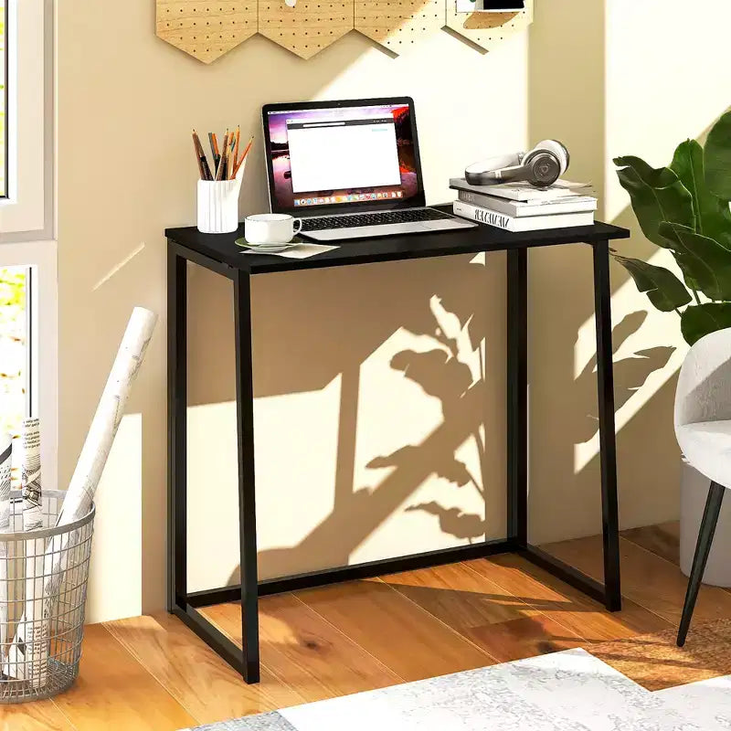 Costway Folding Computer Desk No Assembly Study Writing Table for Small Spaces Walnut/Black/Brown/White/Natural