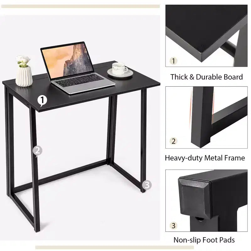 Costway Folding Computer Desk No Assembly Study Writing Table for Small Spaces Walnut/Black/Brown/White/Natural